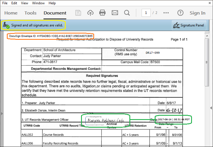 Verifying Signatures DocuSign